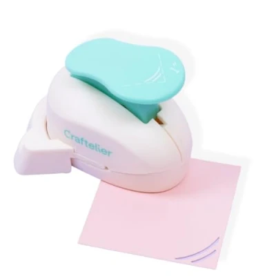 Imagen de Craftelier Perforadora de Esquinas con Forma Croissant Palanca a Presión para Realizar Troquelados Curvos en Papel y Cartulina Especial Scrapbooking Tamaño 25 mm Diámetro