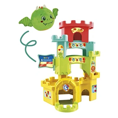 Imagen de Clementoni Soft Little Dragon The Ball Drop Castle Juguetes Bebé 10 Meses (Italiano, Inglés, Francés, Alemán, Español, Holandés Y Polaco), Made In Italy, Multicolor, (80514),Exclusivo en Amazon