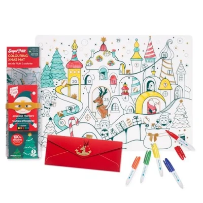 Imagen de SUPERPETIT 1 juego de silicona + 5 rotuladores pulsera dorada Bonus &quot;Letra A Santa Claus&quot; Fácil limpiar Reutilizable partir 3 años