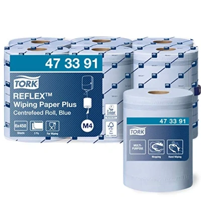 Imagen de Tork 473391 Reflex Papel de secado Extra/Advanced/ 2 capas/Papel multiuso compatible con el sistema M4 / 6 bobinas x 150,8 m largo/color azul