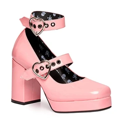 Imagen de LAMODA Corazón Cromado, Zapato Corto Mujer, Patente Rosa, 36 EU