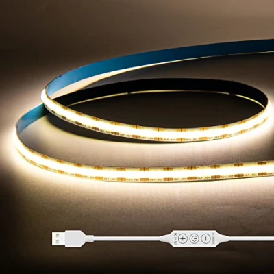 Imagen de Gingsow Tiras LED COB USB 5V Blanco Natural 4000K 1M, 320LED regulables CRI80+ Retroiluminación de TV, Cinta flexible debajo la luz del piso para iluminación hogar DIY