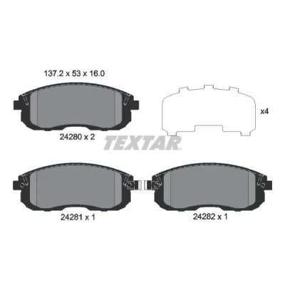 Imagen de TEXTAR 2428001 Juego de pastillas freno con avisador acústico desgaste accesorios SUZUKI: SX4 I Hatchback, Berlina, FIAT: Sedici