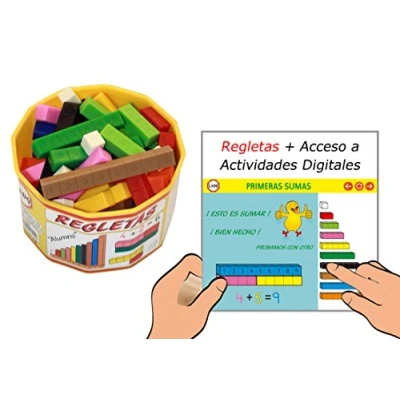 Imagen de Regletas Lado con Actividades Digitales (52 pcs + Licencia Anual). Fraccionadas y Numeradas. Cuisenaire