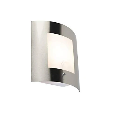 Imagen de Qazqa Moderno Aplique acero IP44 crepuscular EMMERALD 1 Plástico/Acero inoxidable Rectangular Adecuado para LED Max. x 40 Watt
