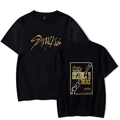 Imagen de Stray Kids Camiseta KPOP StrayKids District 9 : Unlock Verano Corta Blusa Changbin Hyunjin Felix Seungmin Jeongin Jisung Minho Woojin BangChan Tshirt Manga Casual para Hombres Mujeres