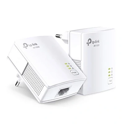 Imagen de Kit adaptadores PLC TP Link TL PA7017, Puerto Gigabit, AV1000, Ahorro Energía, 2 unidades, Blanco