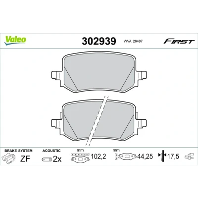 Imagen de VALEO 302939 Juego de pastillas freno Eje trasero con contacto avisador desgaste sin tornillos, Chapa antichirridos HYUNDAI: Tucson