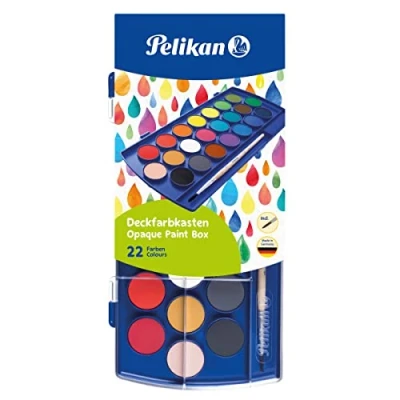 Imagen de Pelikan Caja de Acuarelas, Para Niños, 22 Colores, 1 Tubo Blanco, Portátil