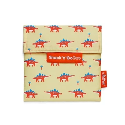 Imagen de Roll&#039;eat ® Porta Sandwich Reutilizable, Bolsa Ecológica sin BPA, Bocadillo Dinosaur Snack&#039;n&#039;Go Duo Animals