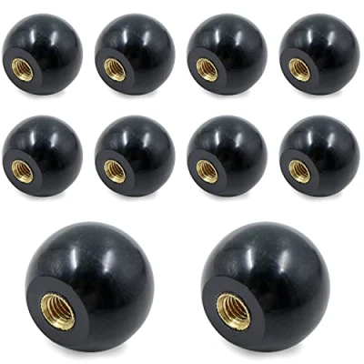 Imagen de mimzemamz Perilla de Palanca Bola Roscada 10 Unids M6 * 25 Baquelita Redonda Manual Orificio Roscado Cobre Núcleo Negro para Máquinas Herramientas Aplicables