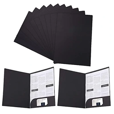 Imagen de Carpeta Papel A4 con Bolsillos, 12 Pcs Archivos A4, Carpetas de Carton para Documentos, Presentacion Trabajo, Negras Ranuras Tarjetas, Oficina, Hogar, Clase