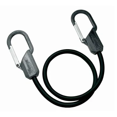 Imagen de Master Lock 3205EURDAT Cuerdas elásticas con Ganchos Tipo Mosquetón Patentado, óptimo para Sujetar Cargas Pequeñas, Camping, Mudanzas, Unisex, Negro, 8mm Dia x 80 cm L