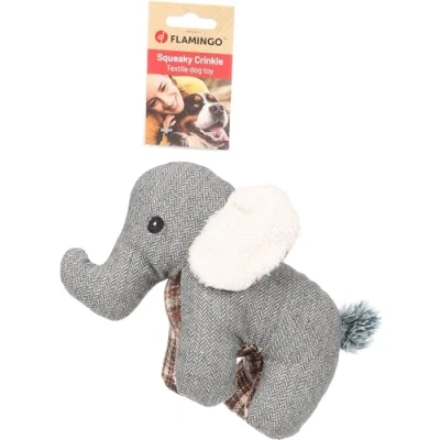 Imagen de Flamingo Juguete para Perros con Forma de Elefante Britta, Gris, Squeaker, Ideal Golden Retriever, Teckel, Carlino y Jack Russell
