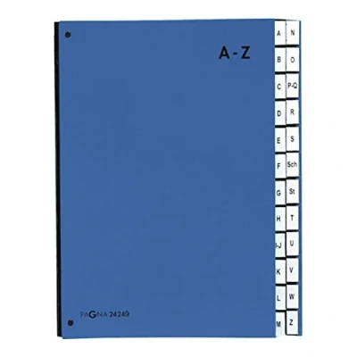 Imagen de Pagna 24249 02 Carpeta clasificadora (cartón, 24 separadores, letras A Z, 3 agujeros), color azul