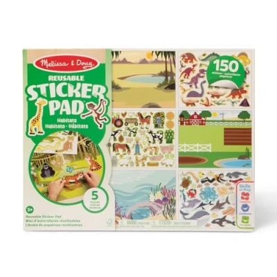 Imagen de Melissa &amp; Doug Bloc de Autoadhesivos Reutilizables, Naturaleza, habitats y medio ambiente, Libro Actividades, pegatinas reutilizable para niños, 3+, Regalo adecuado niños niñas