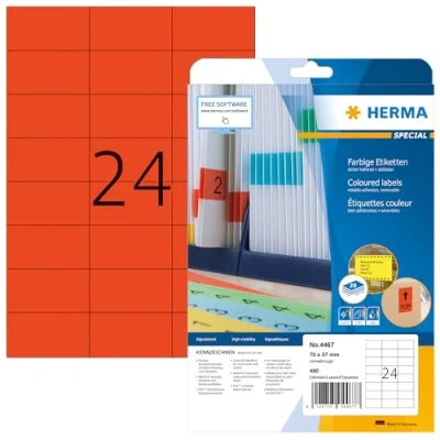 Imagen de Herma Labels Red 70x37 Superprint 600 Pcs. Etiquetas De Impresora