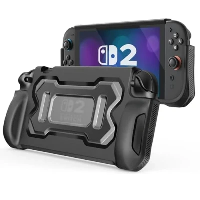 Imagen de MoKo Funda Protectora para Nintendo Switch 2 2025, TPU Grip Cover con Diseño Ergonómico y A Prueba de Golpes Compatible los Accesorios la Consola 2, Negro+Claro