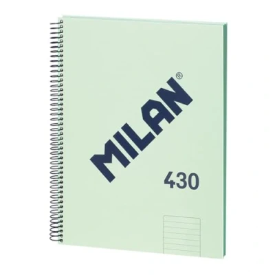 Imagen de MILAN® Cuaderno A4 con tapa dura, papel pautado a líneas, 80 hojas, serie 1918, verde