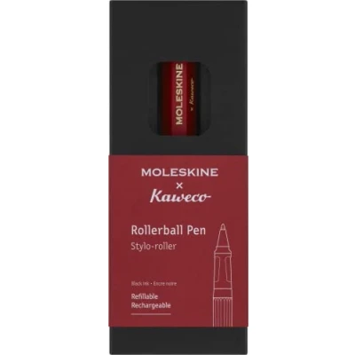 Imagen de Moleskine x Kaweco Bolígrafo Rollerball Recargable de Plástico ABS para Escribir y Tomar Notas, Recambio 0,7 mm con Tinta Negra Incluida, Rojo