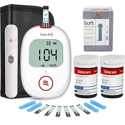 Imagen de Glucometro, Medidor de Glucosa en Sangre, HARPIMER Monitores Glucosa, Control azúcar con 50 Tiras reactivas + Lanzador Lancetas sin Dolor para Diabéticos mg/dL