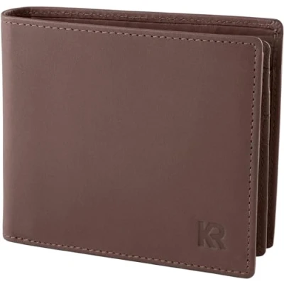 Imagen de KRONIFY Carteras para Hombre Billeteras con Bloqueador RFID, 13 Compartimentos Tarjetas, Cartera Tarjetero Gran Capacidad, Bolsillo Monedas,Caja de Regalo, Marrón