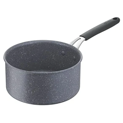 Imagen de Lagostina Tempra Mineral Cazuela con mango largo de acero y aluminio revestimiento mineral, diámetro 16 cm, silicona, efecto piedra, apta para todas las fuentes calor