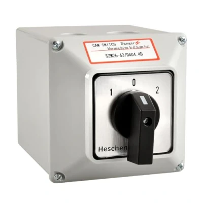 Imagen de Heschen Conmutador giratorio universal SZW26 63/D404.4D 660V 63A ON OFF 3 posiciones 4 fases 4NO+4NC 16 terminales CE con interruptor maestro Caja exterior LW28 63/4
