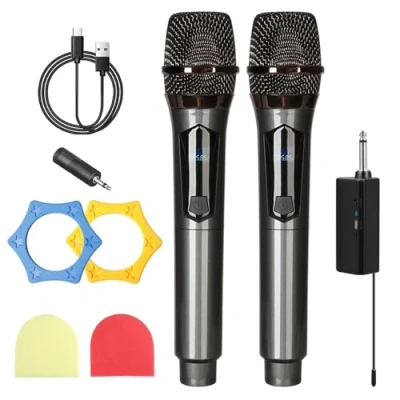 Imagen de BORDEAG Micrófono Inalámbrico,2 Piezas Microfonos Inalambricos con Receptor Recargable,Karaoke Dual Microfono,Microfono Karaoke para Karaoke,Fiestas,Iglesia,Boda,Reuniones