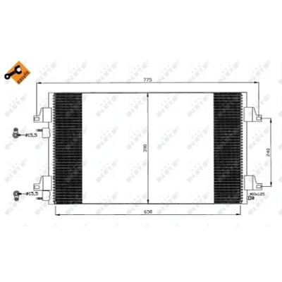 Imagen de NRF EASY FIT 35760 Condensador con junta anular 15,5 Aluminio 650 RENAULT: LAGUNA 2 Grandtour,