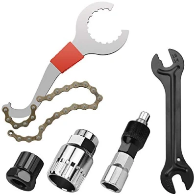Imagen de Herramientas para la Reparación de Bicicletas Herramienta Extracción Cassette Extractor Pedalier/Extractor Manivela/Llave eje Pedalier/Látigo Cadena/Removedor Rueda Libre