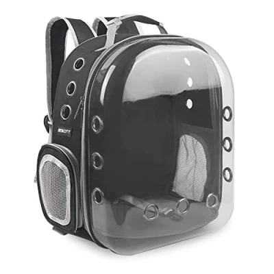 Imagen de BEIKOTT Mochila transportadora para Gatos, Perros, de Burbujas Mascotas Gatos pequeños, Cachorros, Conejos, cápsula Transparente aprobada por