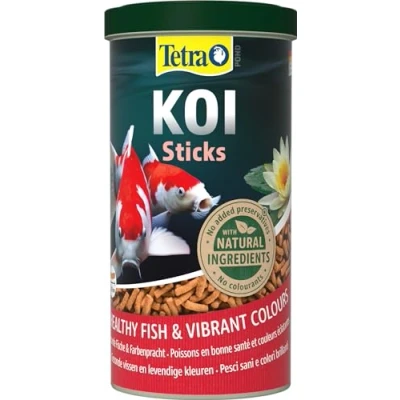 Imagen de Tetra Pond Koi Sticks, Alimento para todos los peces Koi, sanos, colores intensos y agua transparente, lata de 1 L
