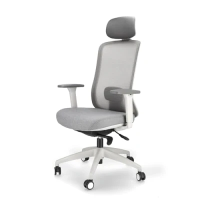 Imagen de Spacio Ardena Silla de Oficina Ejecutiva con Respaldo Malla, Uso domestico y Profesional (Gris/Blanco, Cabezal)