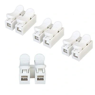 Imagen de Aiqeer 68 Piezas CH2 Conectores Cable Resorte, Bloque Terminal Clamp Eléctrico, Conector Resorte Rápido, para Conectar Tiras de Luz LED (Blanco)