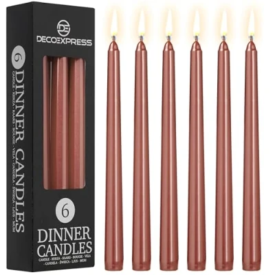 Imagen de DECO EXPRESS Velas Decorativas Set 6, 10, 15 o 50 Larga Duracion sin Goteo, 8 Horas de Quema, Fragancia (Cobre Paquete 6)