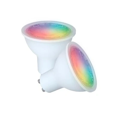 Imagen de Energeeks Pack 2 Bombillas Inteligentes LED Multicolor RGB Casquillo GU10 5W 400 Lúmenes Temperatura Ajustable Wifi + Bluetooth Conectividad con Alexa y Google