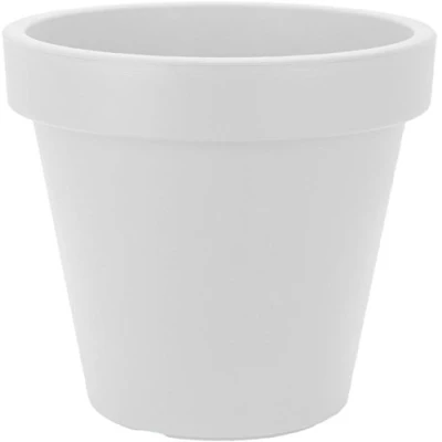 Imagen de Spetebo Macetero de plástico XXL grande 58 cm/blanco redondo para exterior e interior Jardín