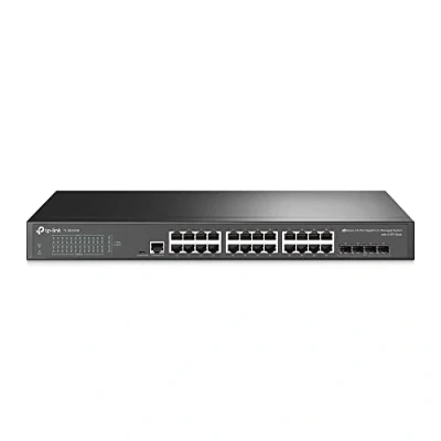Imagen de TP Link JetStream Conmutador administrado Gigabit L2 de 24 puertos con 4 ranuras SFP, soporta RJ45, montaje en rack (TL SG3428)