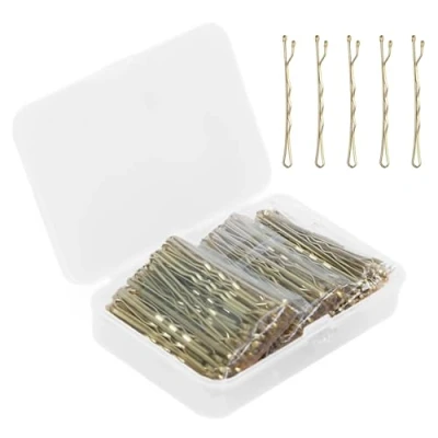 Imagen de Eupneicu 150 Piezas Horquillas, pasador de pelo invisible, Sujeción Segura Horquillas para el Cabello, Adecuado horquilla niñas, peluquería [Dorado]