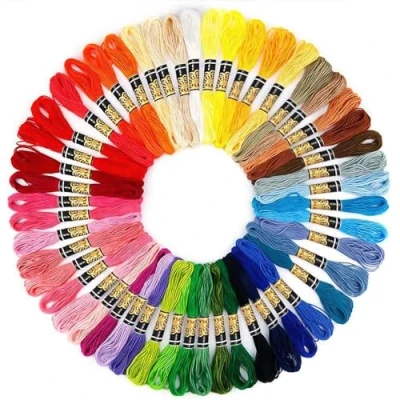 Imagen de UKOFEW 50 Colores Hilos de Bordar,Hilos Punto Cruz,Bordados Hilo Bordar Algodón,Bordado Kit Usado en Costura y Para Hacer Pulseras, 8m.