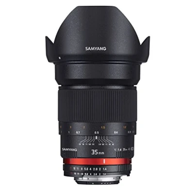Imagen de Samyang F1111007101 Objetivo fotográfico DSLR para Olympus 4/3 (Distancia Focal Fija 35mm, Apertura f/1.4 22 AS UMC, diámetro Filtro: 77mm), Negro