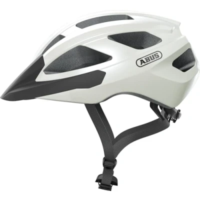 Imagen de ABUS casco de ciclismo carretera Macator deportivo para principiantes también usuarios con coleta hombres y mujeres blanco brillante, talla S