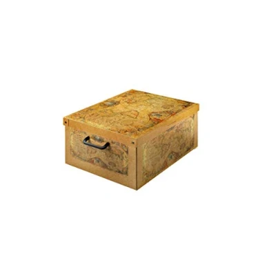 Imagen de Kanguru Caja organizadora de almacenamiento ropa, para almacenaje decorativa en carton, 25x35x17,5 cm, armario, baul, zapatos, calcetines, juguetes, regalo, con tapa, MAPA