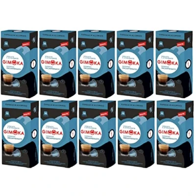 Imagen de Gimoka Mezcla de Café Espresso Descafeinado, intensidad 7/13 100 Cápsulas Aluminio Compatibles con Máquinas Nespresso* para uso doméstico Producido en Italia 10 paquetes
