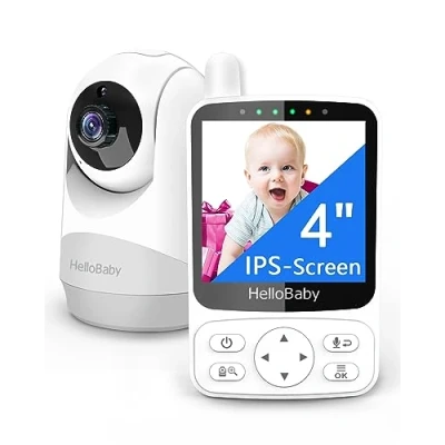 Imagen de HelloBaby 4&quot; Camara Vigilancia Bebe, 29 Horas de batería Vigilabebes con Camara, Zoom Digital Doble 350/120,visión Nocturna infrarroja, Modo Eco (HB40)