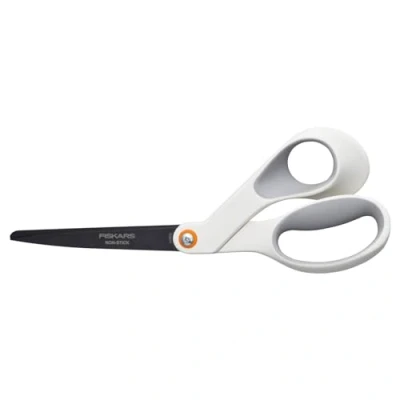 Imagen de Fiskars Tijeras de manualidades antiadherentes, Longitud: 21 cm, Hoja acero inoxidable/Mangos plástico, Blanco, 1070026