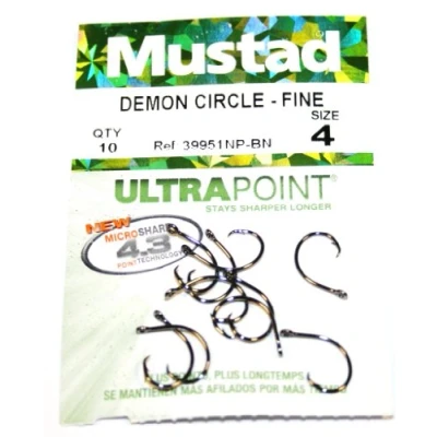 Imagen de Mustad 39951NP BN Demon Circle Ganchos finos (tamaño 4, 10 unidades)