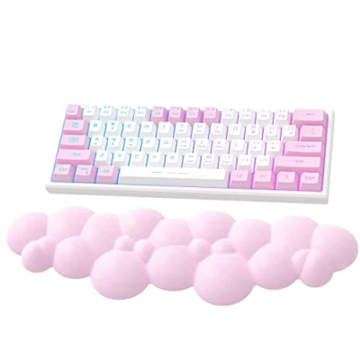 Imagen de ATTACK SHARK Reposamuñecas en la Nube, Antideslizante, Soporte Ergonómico para Muñeca, Descanso Palma de Mano Teclados Mecánicos TKL/Tamaño Completo, Teclado Rosa