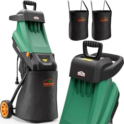 Imagen de Gardebruk® Trituradora de Jardín 3100W máx. con Bolsa Recolección 50L Cuchillas Acero Ramas Ø45mm Ruedas